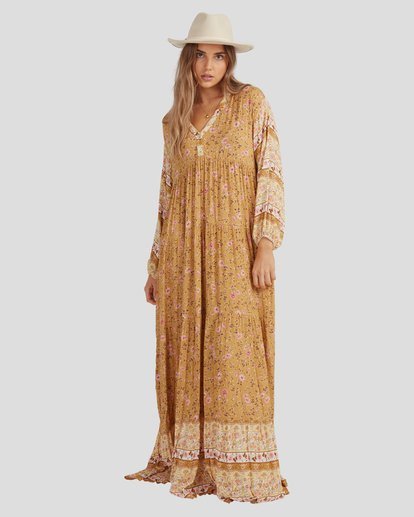 2 Shine On Eco Maxi Dress Yellow UBJWD00168 Billabong