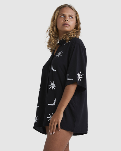 4 Otis Boomerang - Camisa de manga curta para Mulher Preto UBJWT00188 Billabong