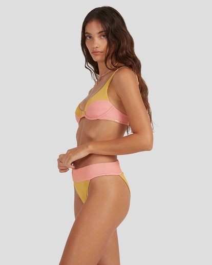 2 Hi Life Paneled Bra Bikini Top Yellow UBJX300155 Billabong