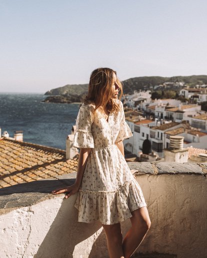 0 Love Game - Short Sleeve Mini Dress for Women White W3DR12BIP1 Billabong