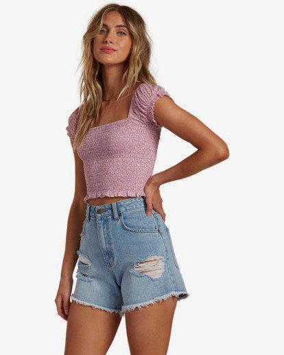 1 Always Sweet - Shirred Top for Women Purple W3KT07BIP1 Billabong