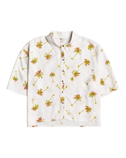 5 Isa Island - Oversized Short Sleeve Shirt for Women White W3TP03BIP1 Billabong