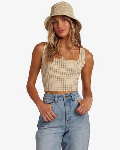 0 Check It - Crop Top voor Dames Brown W3TP24BIP1 Billabong