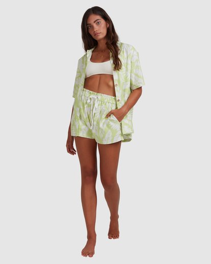 6 Summer Sun Button Thru - Oversized Short Sleeve Shirt for Women Green W3TP27BIP1 Billabong
