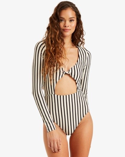 striped long sleeve swimsuit