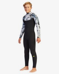 0 Boys' 4/3 Furnace Comp Chest Zip Full Wetsuit Grey ABBW100102 Billabong