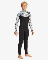 1 Boys 6-16 4/3 Furnace Comp Chest Zip Steamer Wetsuit Grey ABBW100102 Billabong