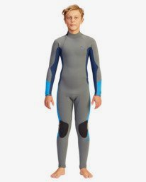 5 Boys 8-16 3/2 Absolute Back Zip Steamer Wetsuit Grey ABBW100109 Billabong