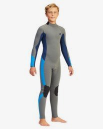 1 Boys 8-16 3/2 Absolute Back Zip Steamer Wetsuit Grey ABBW100109 Billabong