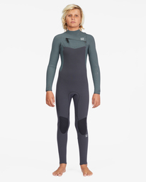 7 Boy's 3/2 Revolution Chest Zip Full Wetsuit Black ABBW100123 Billabong