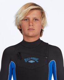 4 Boy's 3/2 Absolute Chest Zip Full Wetsuit Blue ABBW100129 Billabong