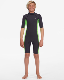 1 Boy's 2/2mm Absolute Short Sleeve Back Zip Springsuit Green ABBW500109 Billabong