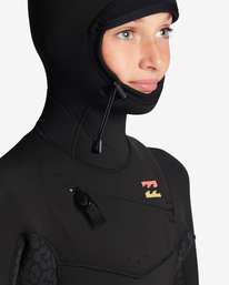 3 Girls' 5/4 Synergy Chest Zip Hooded Full Wetsuit Black ABGW200100 Billabong