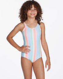 0 Girls' Stoked On Stripes Scroop Back One-Piece Swimsuit  ABGX100126 Billabong