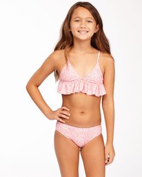 0 Girls' Feelin Ditsy Ruffle Triangle Bikini Set  ABGX200164 Billabong