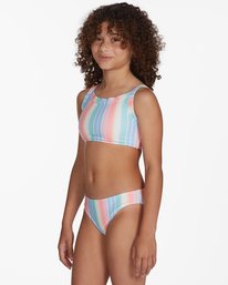 3 Girls' Stoked On Stripes Cropped Tank Bikini Set  ABGX200217 Billabong