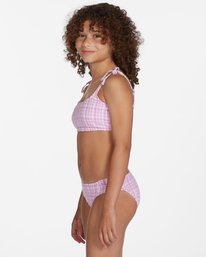 3 Girls' Checkin The Waves Tie Trilet Bikini Set Pink ABGX200225 Billabong