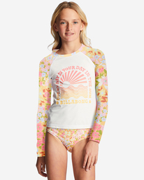 0 Girl's 4-16 Spring Daydream Long Sleeve Rashguard Two-Piece Swim Set Yellow ABGX200309 Billabong
