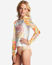 3 Girl's 4-16 Spring Daydream Long Sleeve Rashguard Two-Piece Swim Set Yellow ABGX200309 Billabong
