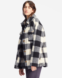 2 Fairbanks Button-Up Teddy Bear Jacket Black ABJFT00187 Billabong