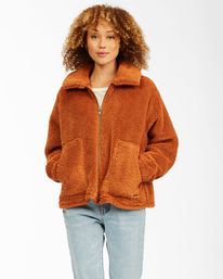 0 Always Cozy 2 Teddy Bear Zip-Up Jacket Brown ABJFT00201 Billabong