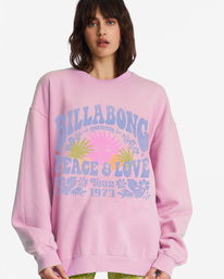3 Ride In Oversized Crewneck Sweatshirt Pink ABJFT00281 Billabong