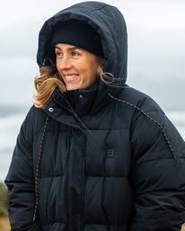 1 A/Div Artic Shores Hooded Puffer Jacket Black ABJJK00169 Billabong
