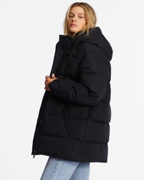 3 A/Div Artic Shores Hooded Puffer Jacket Black ABJJK00169 Billabong
