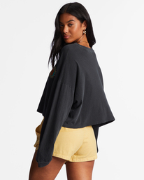 3 Beach Boyfriend Long Sleeve Crop Top Black ABJKT00282 Billabong