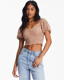 0 It's Love Fitted Knit Top Brown ABJKT00417 Billabong