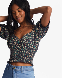 4 Love Song Puff Sleeve Top Black ABJKT00441 Billabong