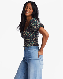 3 Love Song Puff Sleeve Top Black ABJKT00441 Billabong