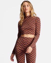 1 New Heights Long Sleeve Mock Neck Top Red ABJKT00444 Billabong