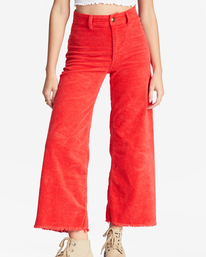 3 Free Fall Cord - Wide Leg Trousers for Women Red ABJNP00149 Billabong