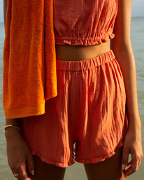 0 By The Beach Elastic Waist Shorts Orange ABJNS00216 Billabong
