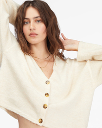 4 Short N Sweet Cropped Cardigan Sweater White ABJSW00121 Billabong