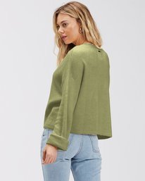 2 Short N Sweet 2 Cropped Cardigan Sweater Green ABJSW00194 Billabong