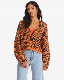 1 Wild One Cropped Cardigan Sweater Brown ABJSW00211 Billabong