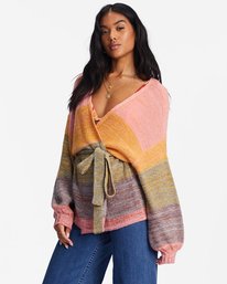 2 Surf Check Open-Front Cardigan Sweater Multicolor ABJSW00215 Billabong