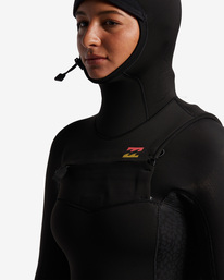 4 5/4 Synergy Hooded Chest Zip Full Wetsuit Black ABJW200100 Billabong