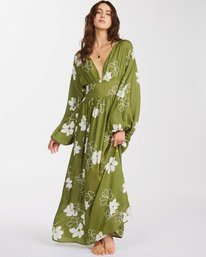 1 Night Bloom Long Sleeve Maxi Dress Green ABJWD00151 Billabong