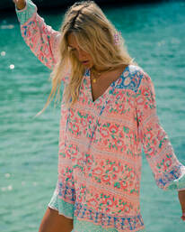 1 Boho Babe Long Sleeve Babydoll Dress Multicolor ABJWD00373 Billabong