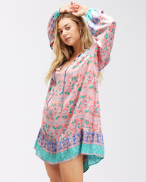 3 Boho Babe Long Sleeve Babydoll Dress Multicolor ABJWD00373 Billabong
