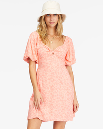 0 Loving Life Puff Sleeve Mini Dress Pink ABJWD00489 Billabong