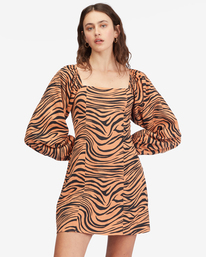 1 Feeling Flirty Long Sleeve Mini Dress Brown ABJWD00505 Billabong
