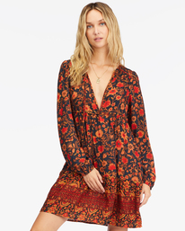 0 Hearts Desire Long Sleeve Mini Dress Black ABJWD00507 Billabong