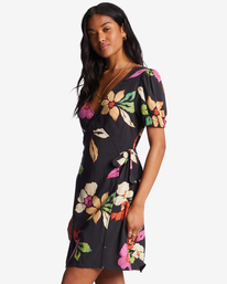1 Hot Tropics Mini Wrap Dress Black ABJWD00524 Billabong