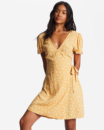 1 Hot Tropics - Vestido Envolvente Mini para Mujer Amarillo ABJWD00524 Billabong