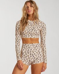 BILLABONG D/ébardeur /à Manches Longues pour Femmes Surf Capsule Yoke Seafoam Bande de Taille en n/éopr/ène UV50 + Logo imprim/é sur la Poitrine