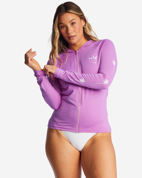 0 Core Surf Daze Hooded UPF 50 Long Sleeve Rashguard Purple ABJWR00233 Billabong